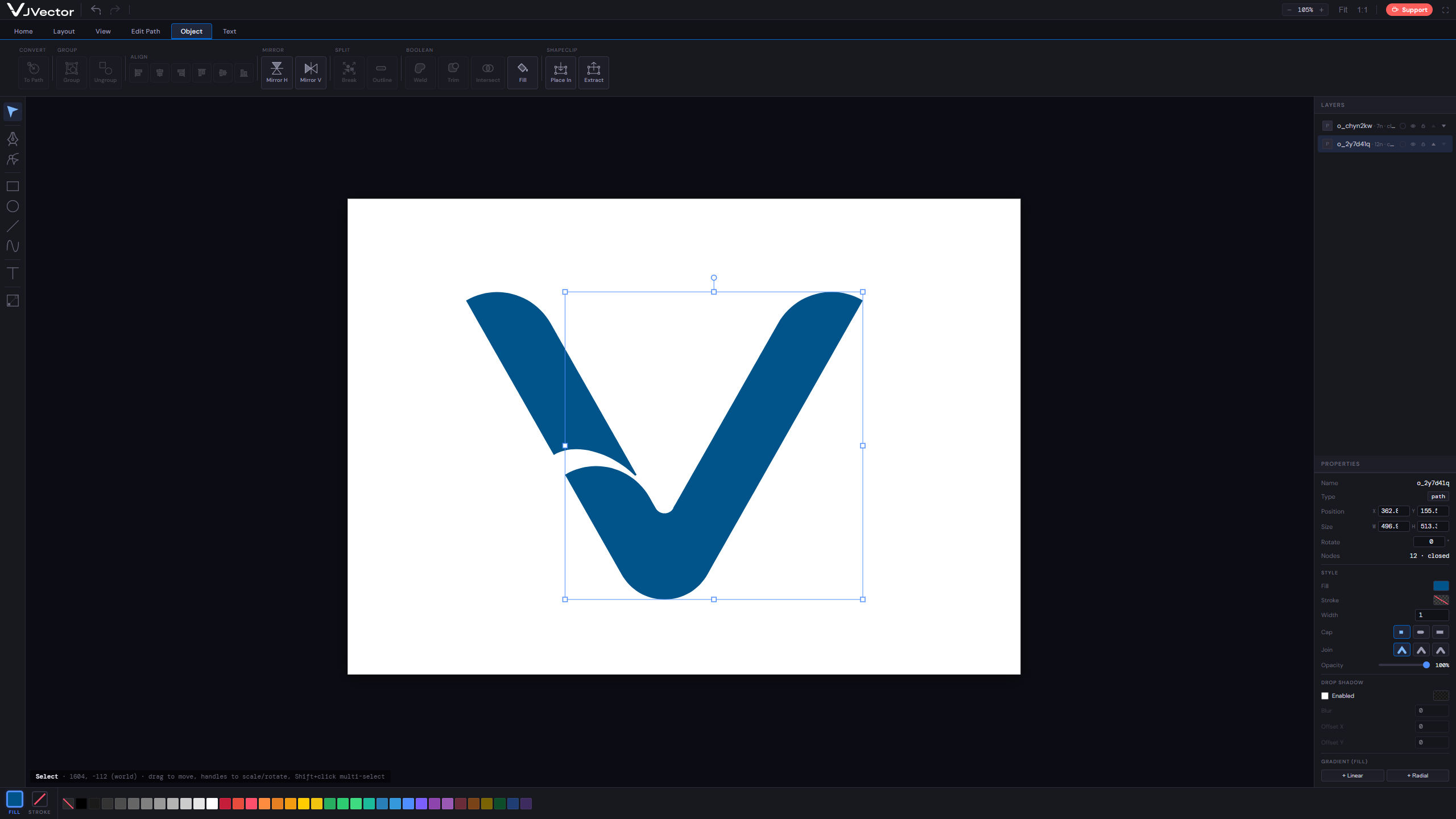 The JVector editor interface